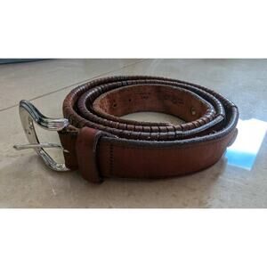 TRAFALGAR Belt Size 40 - 43? Braided Leather Brown Silver Buckle MADE‎ IN USA